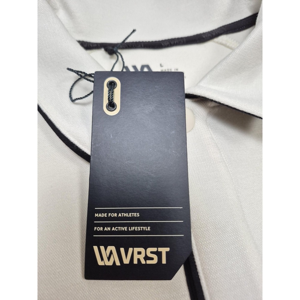 VRST Rugby Polo Shirt Mens L White Pinnacle Long Sleeve Stretch Knit Performance - Picture 5 of 13